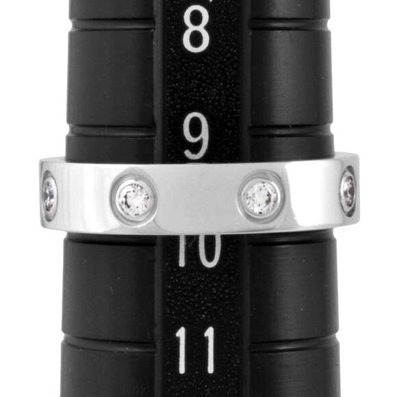 CARTIER Authentic 18k Silver Diamond Love Ring #50